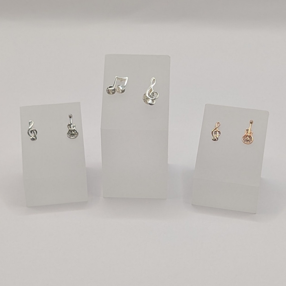Stud Earrings Musical Themed Note Treble Clef Guitar Bundle Of 3 Sterling Silver